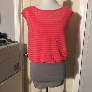 Guess gray and coral tight fitting dress
