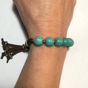 Turquoise Brown Slide Bracelet with Copper &Silver
