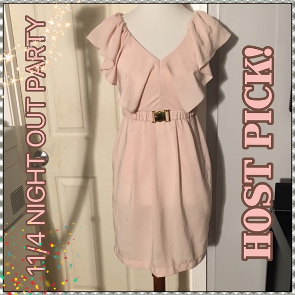 H&M cream ruffle dress with belt