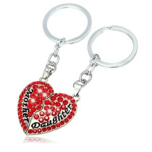 MOTHER DAUGHTER RED CRYSTAL KEYCHAIN SET
