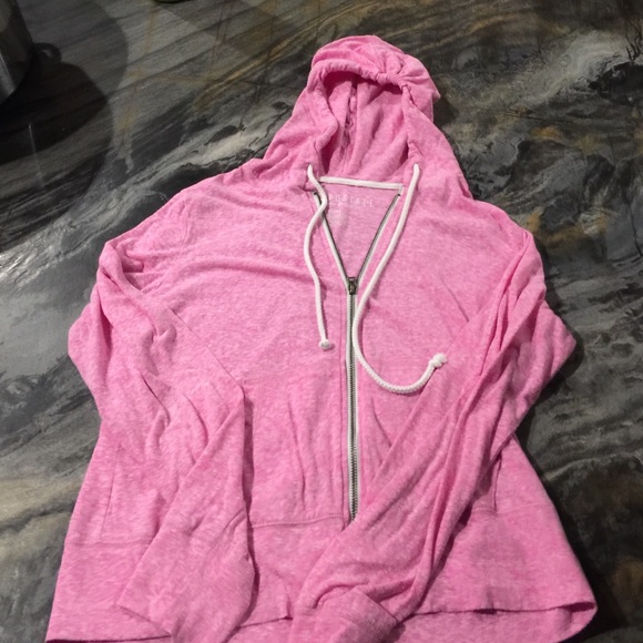 Hoodie zipper. Heather pink and white