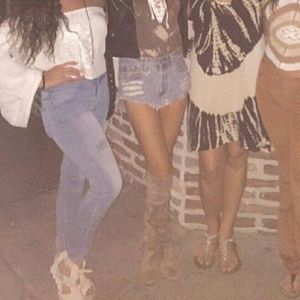 Taupe over the knee boots