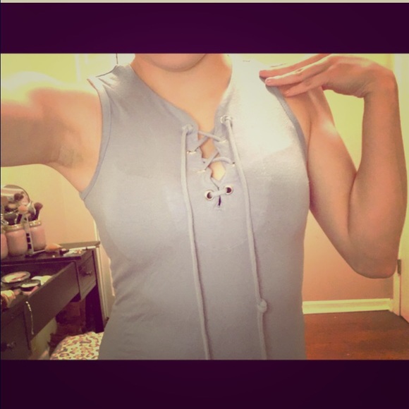 Baby blue lace up bodysuit
