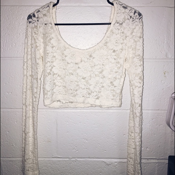 Lacy long-sleeve crop top