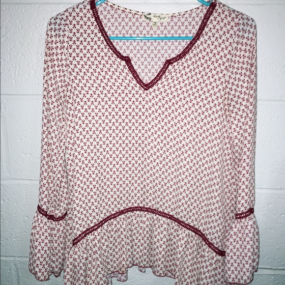 Long-sleeve paisley blouse
