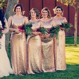 Designer Rose Gold Full sequin bridesmaid dress