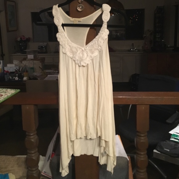 cream asymmetrical flowy tank