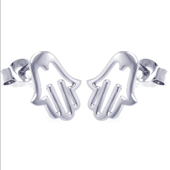 Sterling Silver Hamsa Stud Earrings