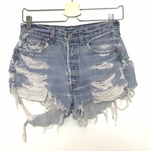 Vintage Distressed High Waisted Levi Denim Shorts