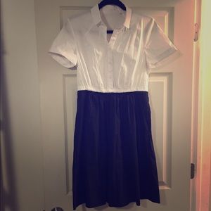 Tahari Women's White and Navy dress