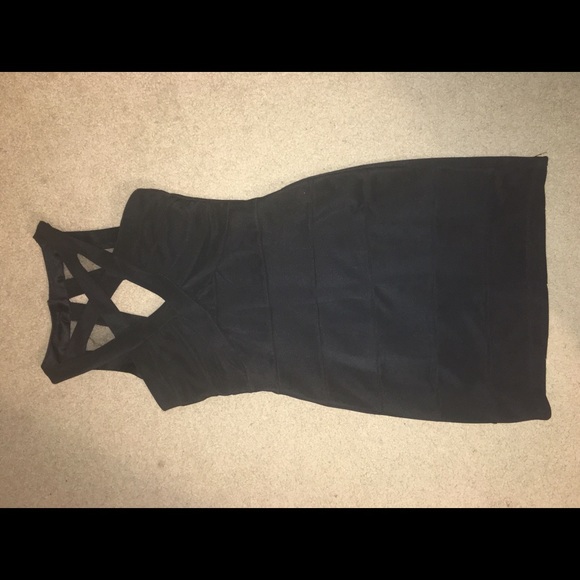 Bandage criss cross/mesh black cocktail dress