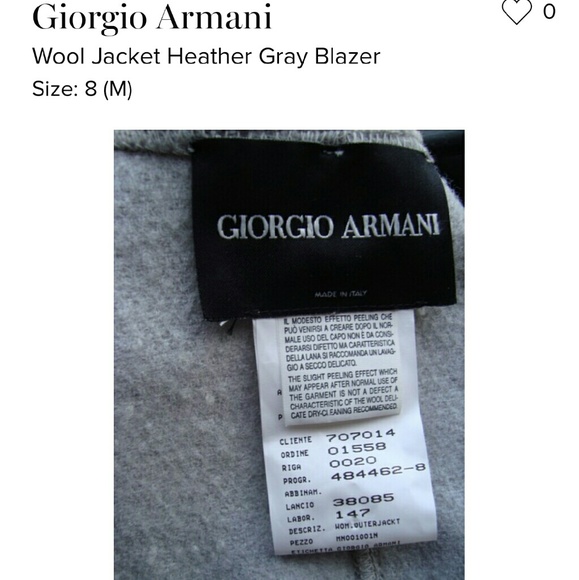 Giorgio Armani Heather Gray Wool Blazer - image 4