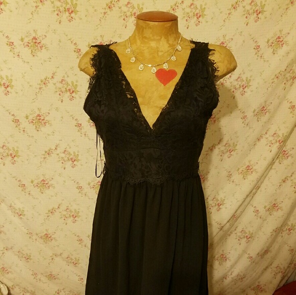 Long sexy formal black dress