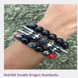 Organic gemstones 3 tier stretchy bracelet.