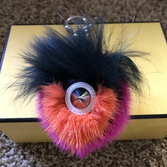 Fendi key charm/bag bug/mink/fuchsia.