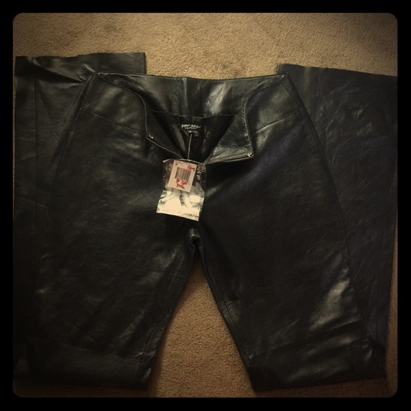 Vintage Leather Unhemmed Betsy Johnson Pants -