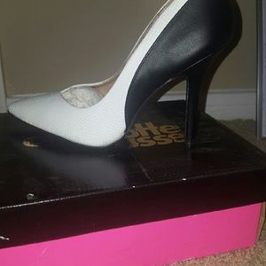 Black and white heels