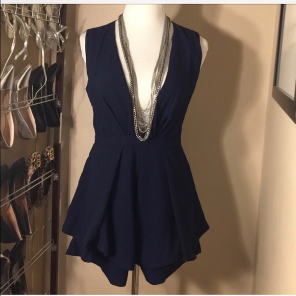 Navy blue romper with open back