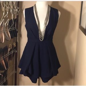 Navy blue romper with open back