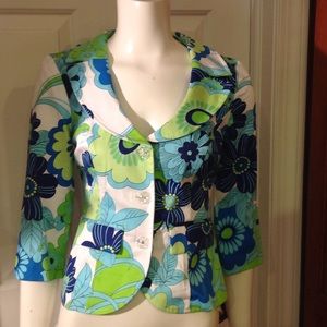 Turquoise Lime Green Cropped Jacket