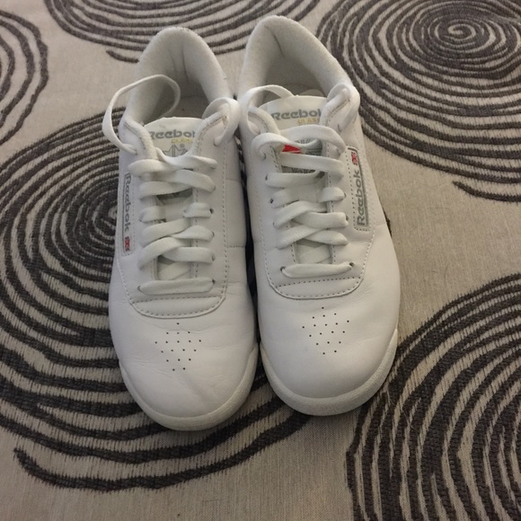 Solid White Reebok Tennis Shoes