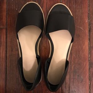 Black open-toe flats