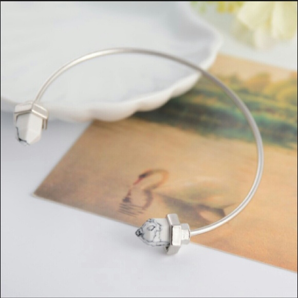 Jewelry | SEMI PRECIOUS WHITE HOWLITE OPEN CUFF
