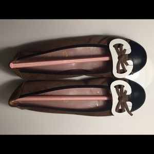 Pretty Ballerinas taupe suede and black leather