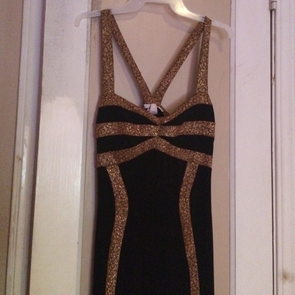 Black and gold long dress