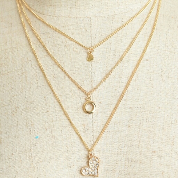 Jewelry | Triple Layered Gold Charm Necklace - Picture 2 of 6