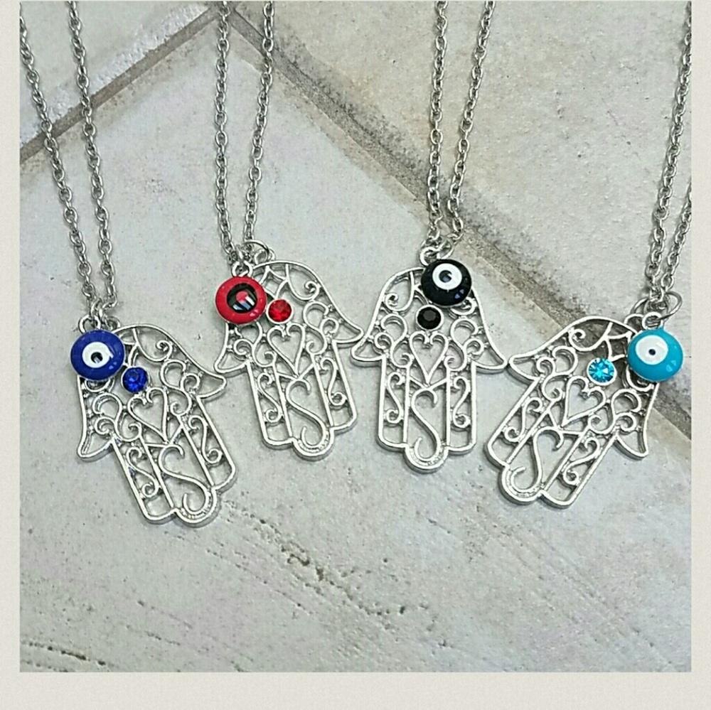 Jewelry | SILVER HAMSA EVIL EYE NECKLACE - Picture 1 of 6
