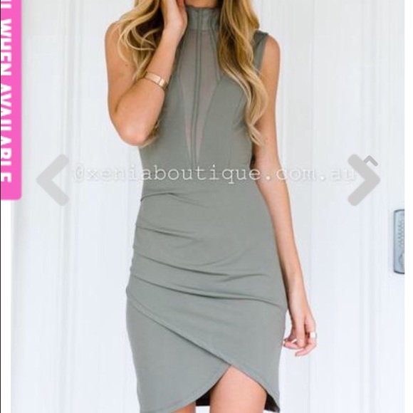 Xenia olive high neck dress
