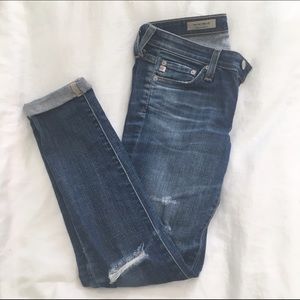 AG Stilt Roll-up, distressed jeans.