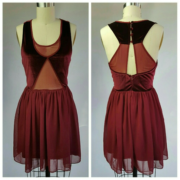 Dresses & Skirts - Last Chance! Merlot Velvet Sheer Dress