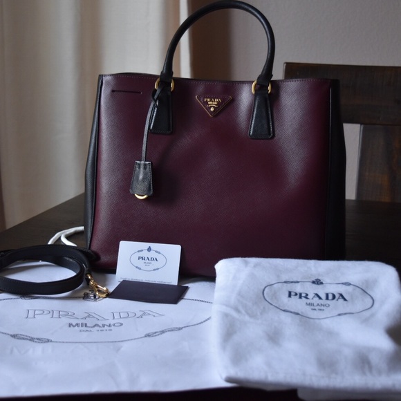 NEW Prada Saffiano Lux Bi-Color Tote