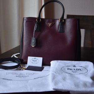 NEW Prada Saffiano Lux Bi-Color Tote