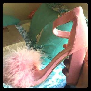 Fur pink heels