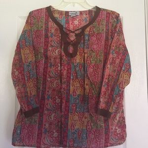 Mixed print blouse by Caribbean Joe