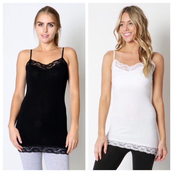 Black Lace Trimmed Tank Top - Picture 2 of 2