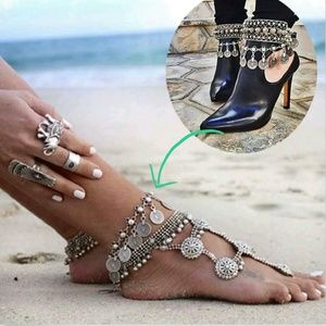 ❌️SOLD Silver Coin Boho Adjustable Bracelet Anklet