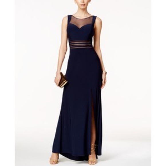 Night Way Collections Dresses & Skirts - BLACK Sleeveless Illusion Gown