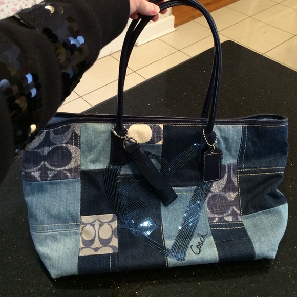 coach denim patchwork purse