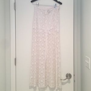 Bebe white long lace skirt