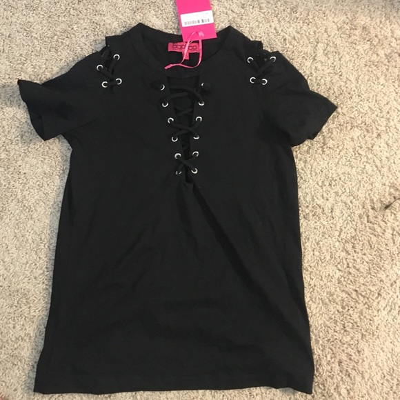 Black lace up top