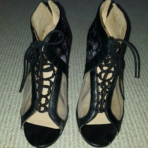 Prabal Gurung Black Floral Mesh Heels