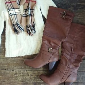 Rampage Edsel Brown Slouch Boots w/ Heel