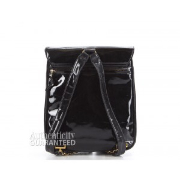 Chanel Black Patent Leather Vintage CC Backpack