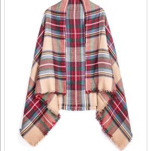 Red Classic Plaid Fringe Scarf