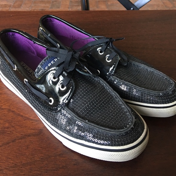 Sperry black sequin sneakers