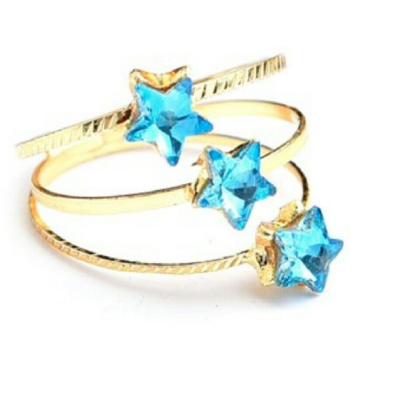 Jewelry - Jewelry | Cz Sapphire Star Triple Band Gold Ring